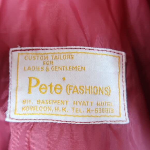 Vintage 70s deep red faux suede button front mid length coat L - Picture 6 of 7